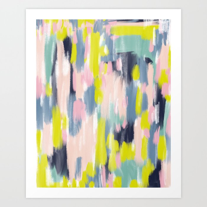 Abstract Brush Stroke Art In Modern Color Palette Art Print By