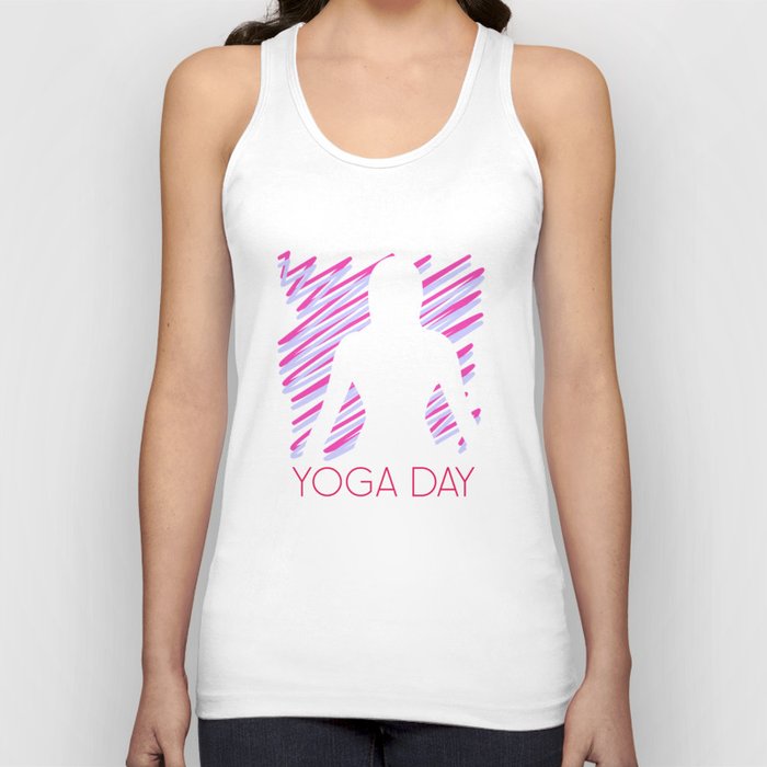 International yoga day scribbled art yoga pose in pink	 Tank Top