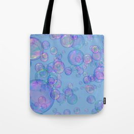 Pretty Colourful Bubbles, Light Blue Background Tote Bag