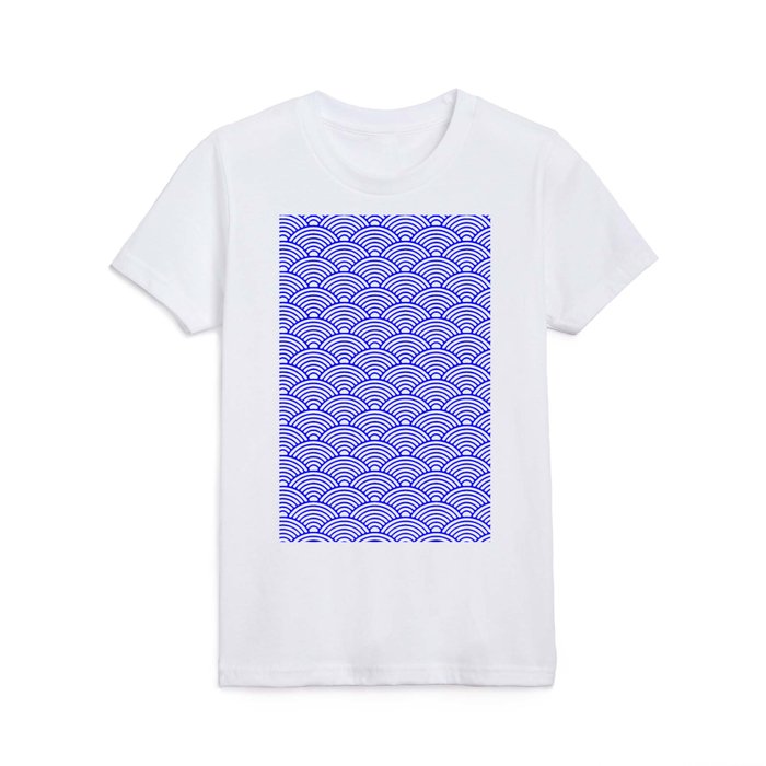 Japanese Waves (Blue & White Pattern) Kids T Shirt