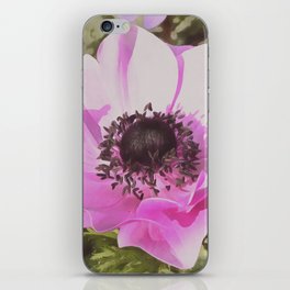 Artistic Pastel Pink Anemone Wildflower iPhone Skin