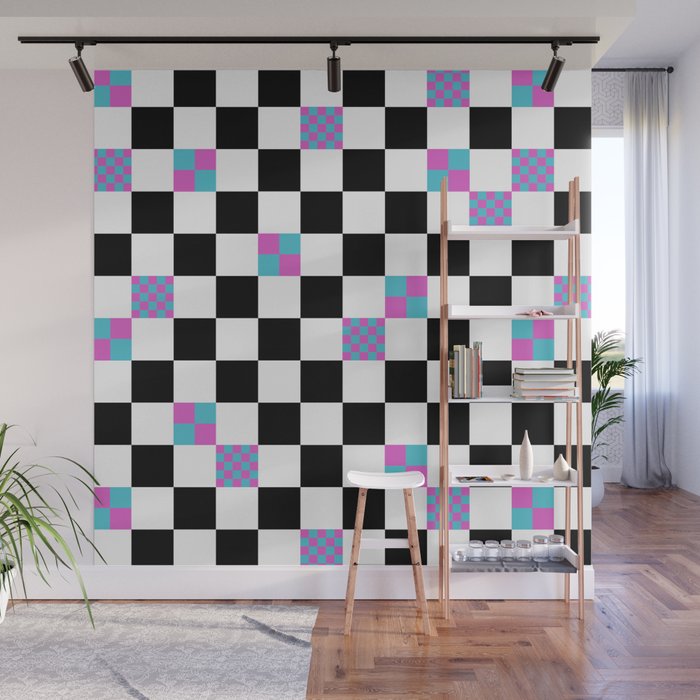 Checks in Checks // Pink & Blue Slices Wall Mural