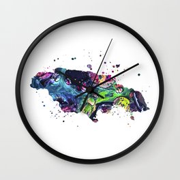Jamaica Map Wall Clock | Painting, Colorful, Minimalism, Ink, Typography, Map, Realism, Watercolor, Acrylic, Art 