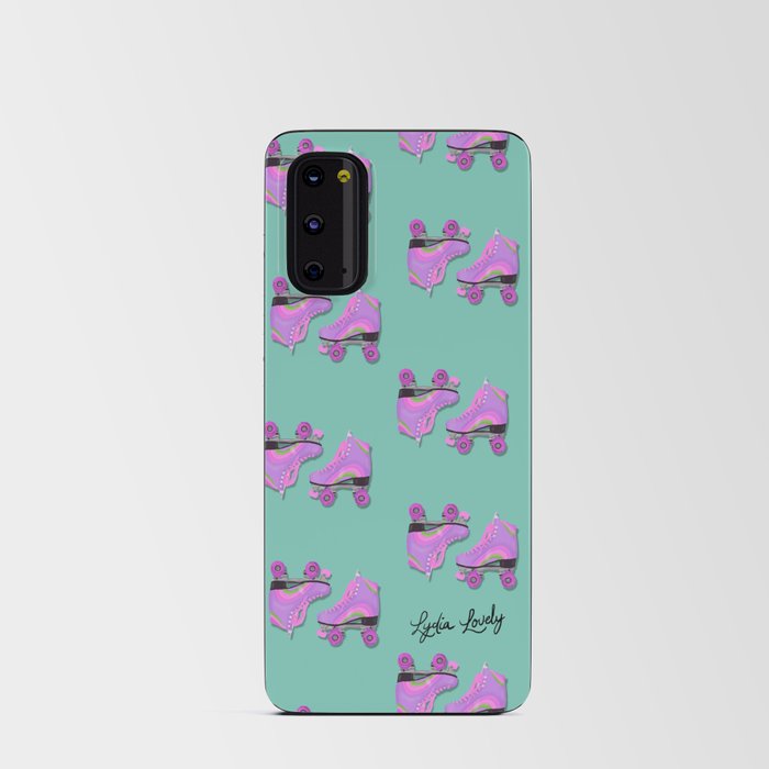 Roller skates purple- teal background Android Card Case