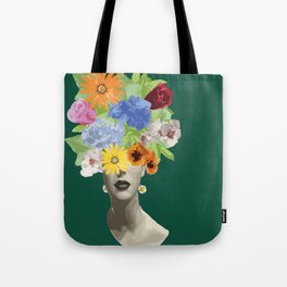 Floral Woman Portrait Tote Bag