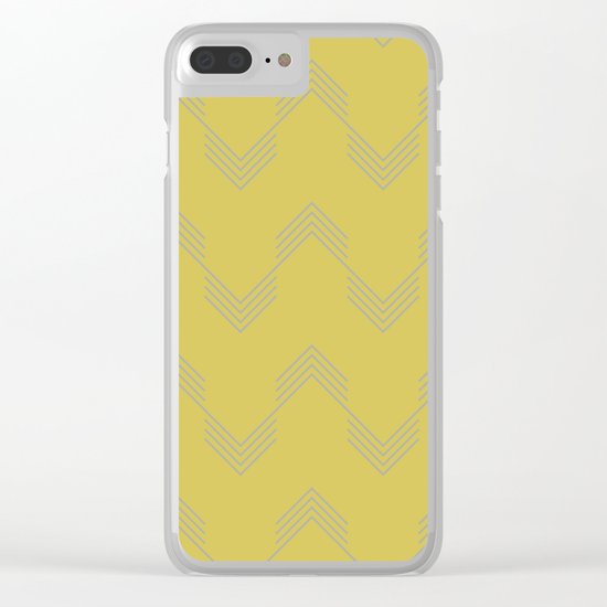 Simply Deconstructed Chevron Retro Gray on Mod Yellow Clear iPhone Case
