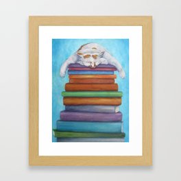 Book Cat Framed Art Print