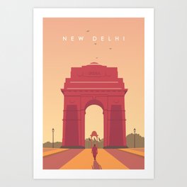 New Delhi Art Print | Travel, Southasia, Tourism, Drawing, City, Delhi, Pakistan, Landscape, Trip, Minimalism 