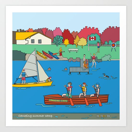 Canoeing Summer Camp Art Print