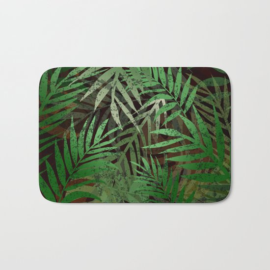 TROPICAL GREEN LEAVES BROWN B. Bath Mat