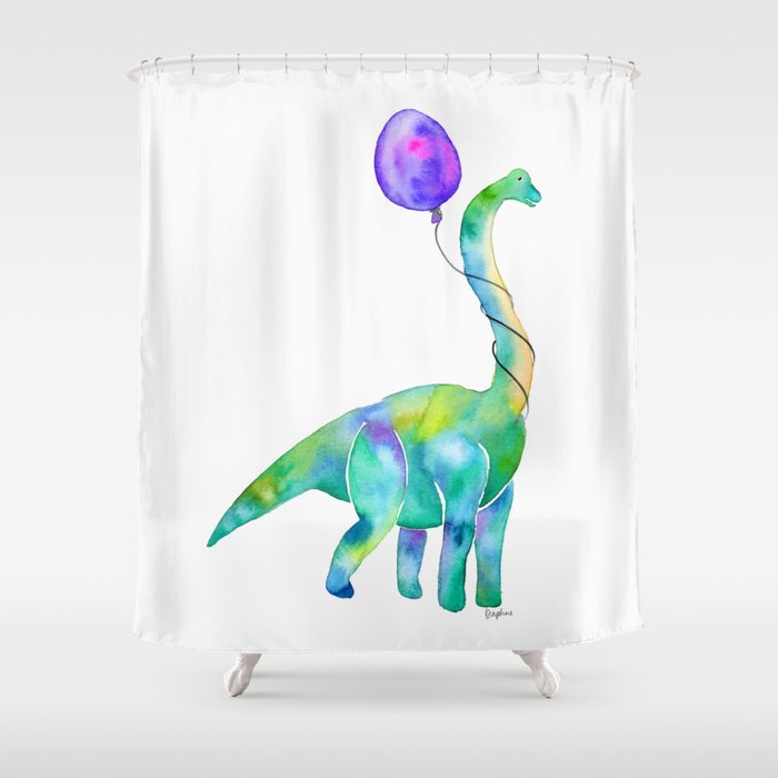 brachiosaurus with balloon Shower Curtain