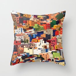 Mexico historical town cityscape (Guanajuato) Throw Pillow