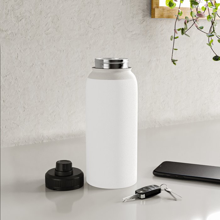 Plain White Simple Solid Color All Over Print Water Bottle