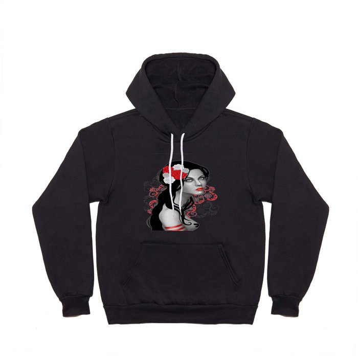 Goth Girl with Flowers in her Hair Hoody