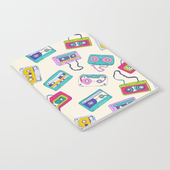 Vintage Cassette Tape Pattern Notebook