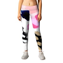 Hot Pink Abstract  Leggings | Painting, Artist, Bright, Pop Art, Modern, Contemporary, Hotpink, Acrylic, Black And White, Brightart 