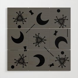 Moons & Stars Atomic Era Abstract Slate Gray Wood Wall Art