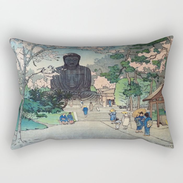 Kamakura, 1916 Woodblock Art Rectangular Pillow