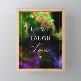 Live Laugh Love Rainbow Gold Quote Motivational Art Framed Mini Art Print
