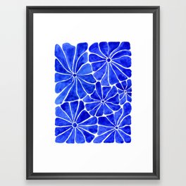 Groovy 60s inspired flowers in Pantone Classic Blue Framed Art Print