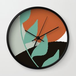 Botanical Sunset Abstract, At the Shore Palette Wall Clock | Minimalism, Sunset, Leaf, Shore, Modern, Leafy, Earth, Nature, Leaves, Vine 