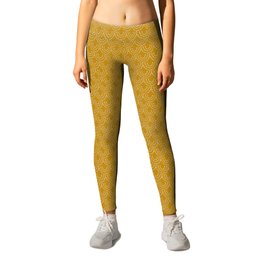 Dotted Scallop in Gold Leggings | Yellow, Mustard, Dots, Handdrawn, Scale Pattern, Scallop, Scallop Pattern, Gold, Abstract, Scales 