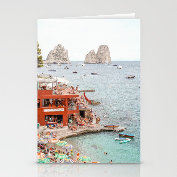 Capri Island Summer Photo | Bagni di Maria Beach Club Art Print | Italy Landscape Travel Photography Stationery Cards