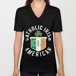 Funny CIA Catholic Irish American Ireland Gift V Neck T Shirt