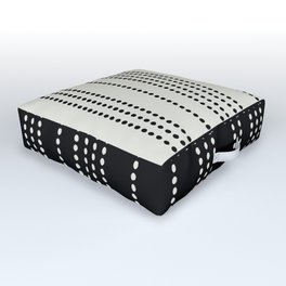 Ethnic Spotted Stripes, Ivory and Black Outdoor Floor Cushion