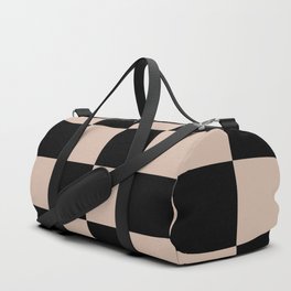 Vintage Nude Beige and Black Checkered Chess Pattern  Duffle Bag