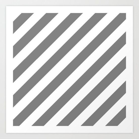 Diagonal Stripes (Gray/White) Art Print