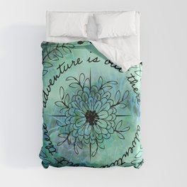 Adventure is Out There - Floral Compass Duvet Cover