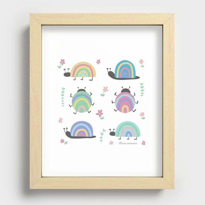 Rainbow Critters Recessed Framed Print