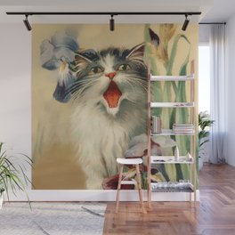 “Cat and Irises” by Maurice Boulanger Wall Mural