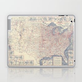  Paved Road Map of the United States 1930 - Vintage Illustrated Map Laptop Skin