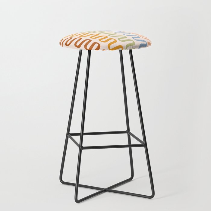Abstract Shapes 269 in Vintage Tones (Snake Pattern Abstraction) Bar Stool
