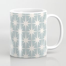 Midcentury Modern Atomic Starburst Pattern in Light Blue Gray and Cream Mug