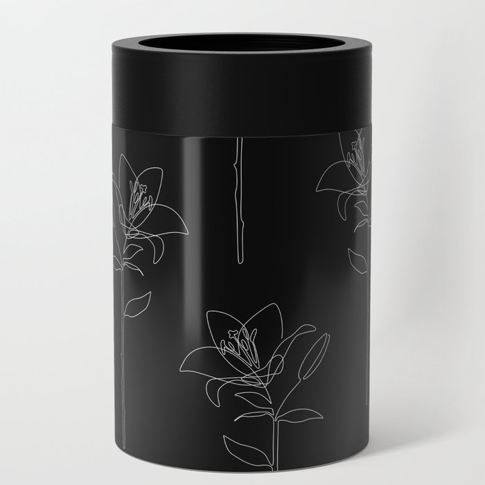 Black Lily / one line flower drawing Can Cooler