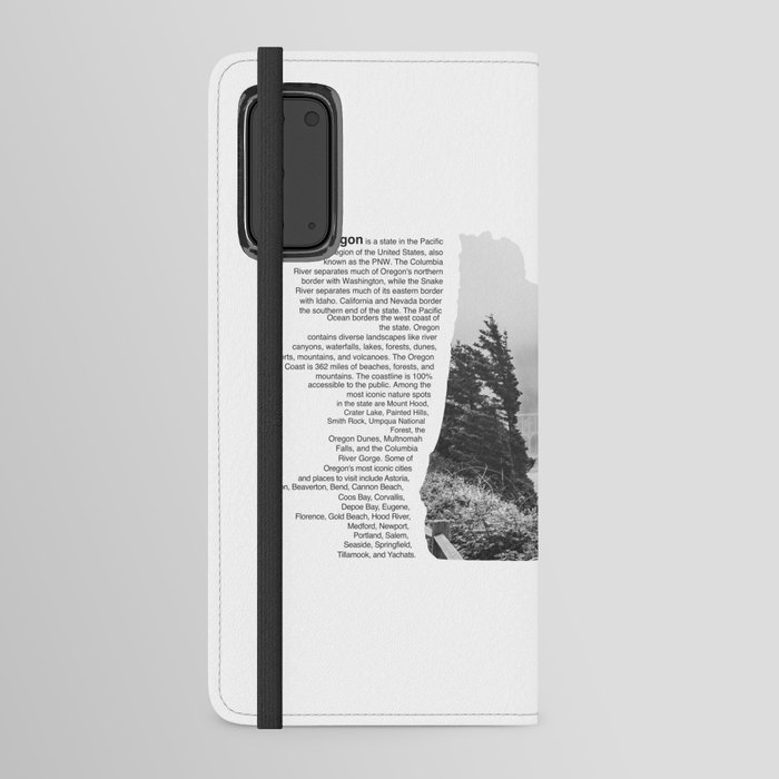 Oregon Minimalist Map | Black and White Coastal Views Android Wallet Case