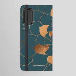 Abstract Metal Copper Blossom on Emerald Android Wallet Case
