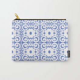 Retro Daisy Flower Lace White On Blue Carry-All Pouch