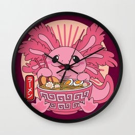 Cute Axolotl Eating Ramen Noodles Japanese Kawaii Wall Clock