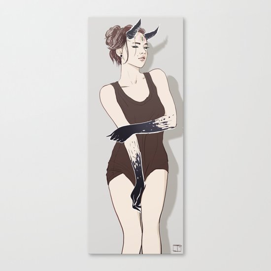 Girl with horns Canvas Print