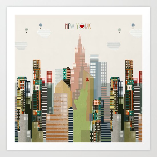 new york city skyline Art Print
