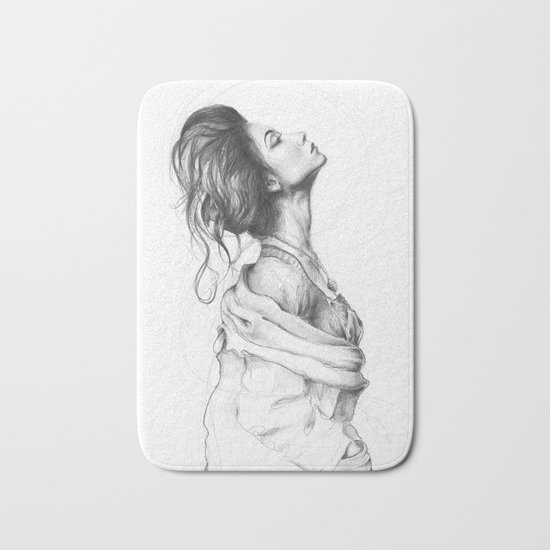 Pretty Lady Illustration Woman Portrait Beauty Bath Mat