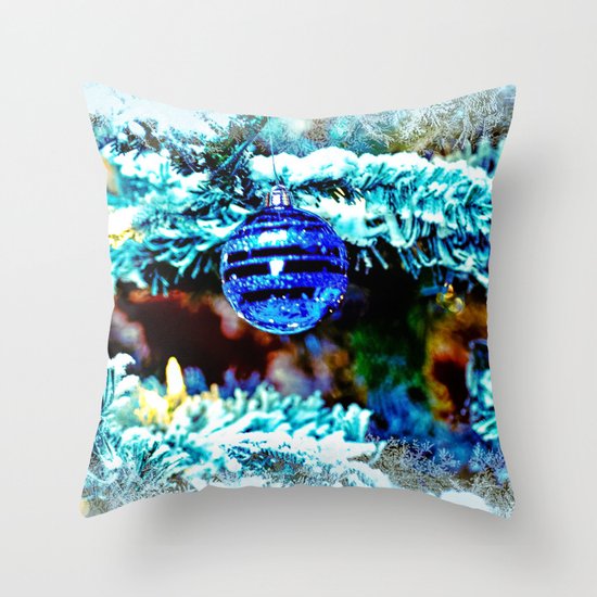 Blue Christmas Throw Pillow