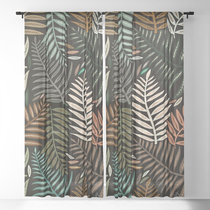 Palm Pattern – Khaki Green Sheer Curtain