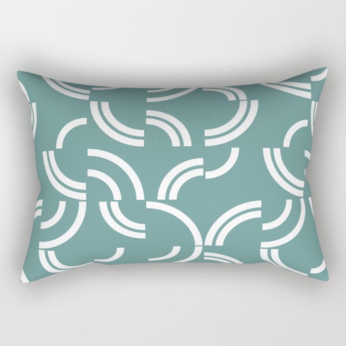 White curves on turquoise background Rectangular Pillow