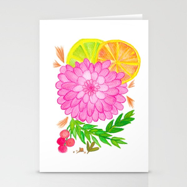 flowers and fruits Stationery Cards