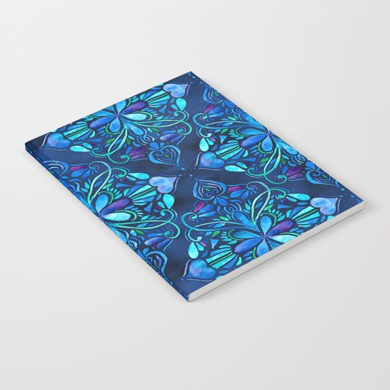 Deep Ocean Art Nouveau Watercolor Doodle Notebook